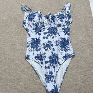 Tie Floral One-Piece Swimsuit